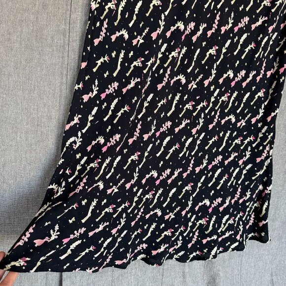 90s Vintage Flower 100% Rayon Short Cap Sleeve Bias Cut Maxi Dress Plus Size 16 - Picture 10 of 12